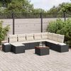 vidaXL Conjunto de Sof&aacute; de Jardim com almofada 9 pcs Preto vime PE