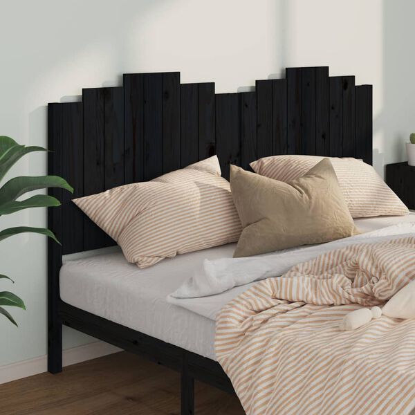 vidaXL Cabeceira de cama 186x4x110 cm pinho maci&ccedil;o preto