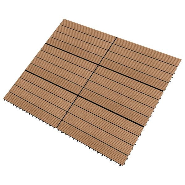 vidaXL Telha de Deck 6 pcs Castanho 60 x 30 cm WPC