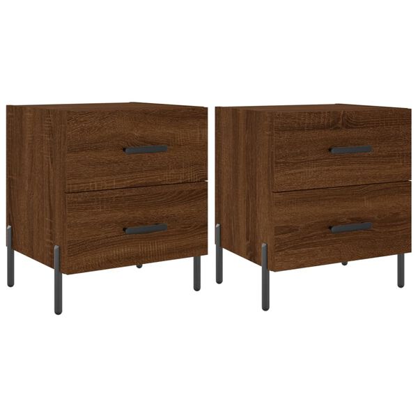 vidaXL Mesa de cabeceira 2 pcs derivados de madeira carvalho castanho