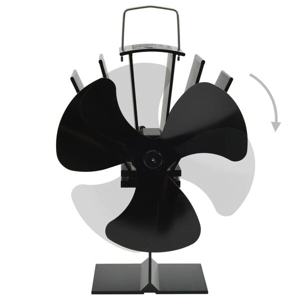vidaXL Ventilador de fog&atilde;o alimentado a calor 3 l&acirc;minas preto