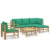 vidaXL 6 pcs conjunto lounge de jardim bambu c/ almofad&otilde;es verdes