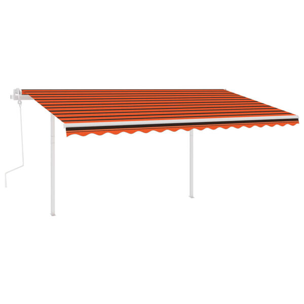 vidaXL Toldo retr&aacute;til manual com postes 4,5x3,5 m laranja e castanho
