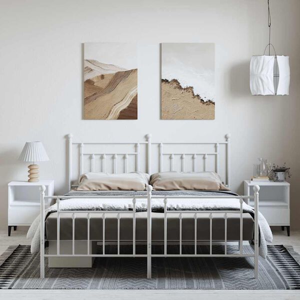 vidaXL Estrutura de cama com cabeceira e p&eacute;s 183x213 cm metal branco
