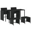 vidaXL 5 pcs conjunto de jantar p/ jardim c/ almofad&otilde;es vime PE preto