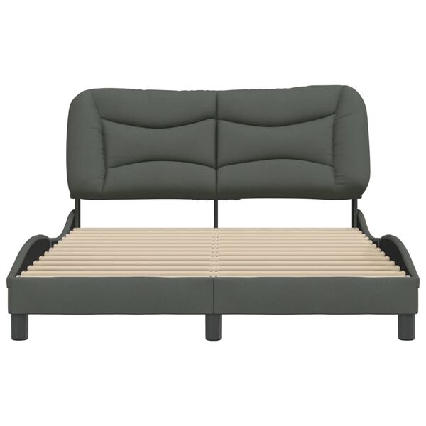 vidaXL Estrutura de cama sem colchão Hvar 120x200 cm tecido cinzento-escuro
