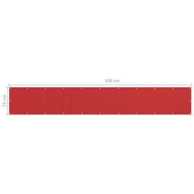 vidaXL Tela de varanda 75x500 cm PEAD vermelho