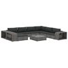 vidaXL 10 pcs conjunto lounge de jardim c/ almofad&otilde;es vime PE cinzento