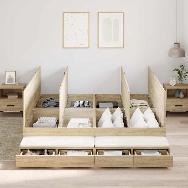 vidaXL Estrado de cama com arrumação com gaveta Carvalho Sonoma 200 cm