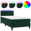 vidaXL Cama box spring c/ colch&atilde;o/LED 80x200 cm veludo verde-escuro