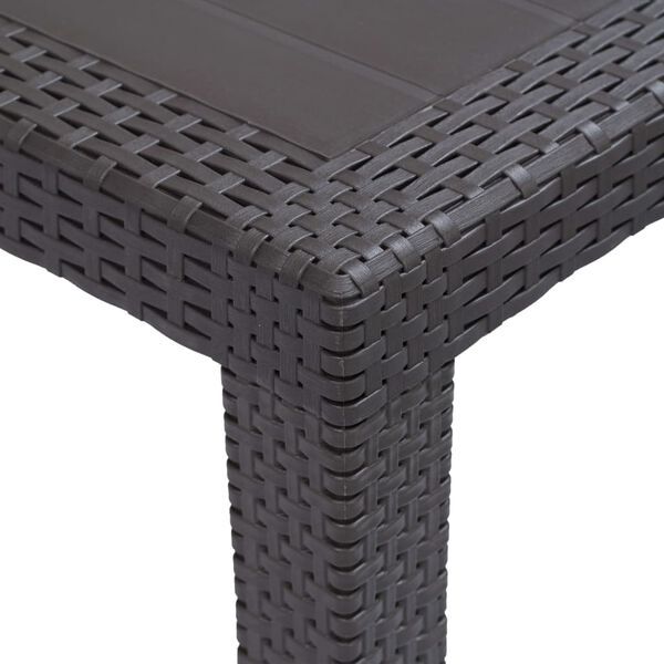 vidaXL Mesa de jardim 150x90x72 cm plástico castanho c/ aspeto de vime