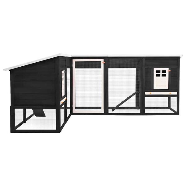 vidaXL Coelheira exterior c/ parque mad. abeto maciça cinza e branco