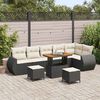 vidaXL Conjunto de Sof&aacute; de Jardim com almofada 9 pcs Preto e Creme