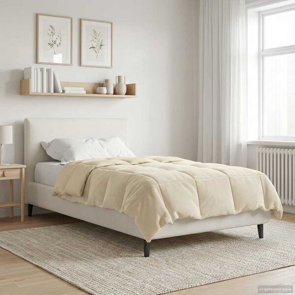 vidaXL Edredom de Inverno Colchonete Creme 155 x 200 cm Microfibra