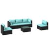 vidaXL 6 pcs conjunto lounge de jardim c/ almofad&otilde;es vime PE preto