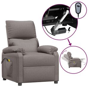 vidaXL Poltrona de massagens el&eacute;trica reclin&aacute;vel tecido cinza-acast.