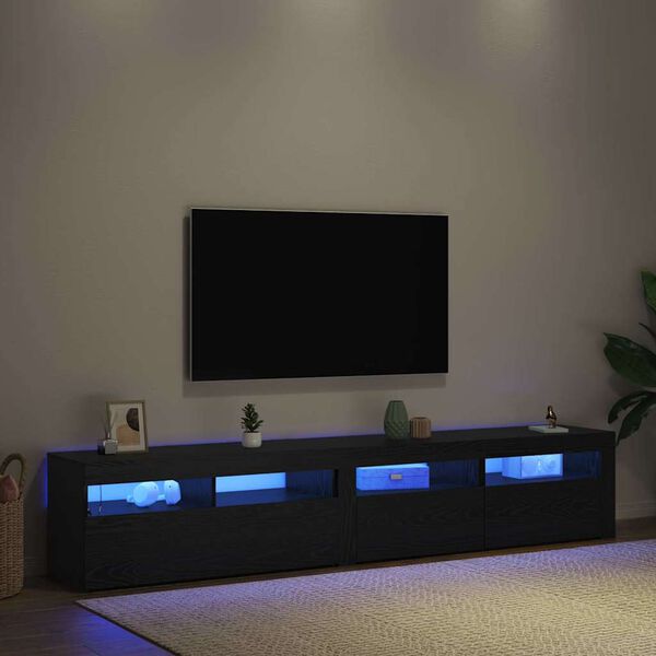 vidaXL Gabinete para TV 2 pcs Carvalho Preto 210 x 35 x 40 cm