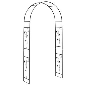 vidaXL Arco de Jardim Floral Preto 115 x 37 x 231 cm