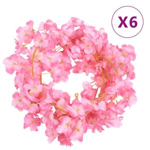 vidaXL Grinaldas de flores 6 pcs 180 cm rosa escuro