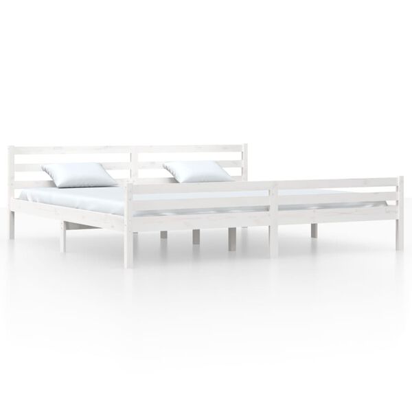 vidaXL Estrutura de cama 200x200 cm madeira maci&ccedil;a branco