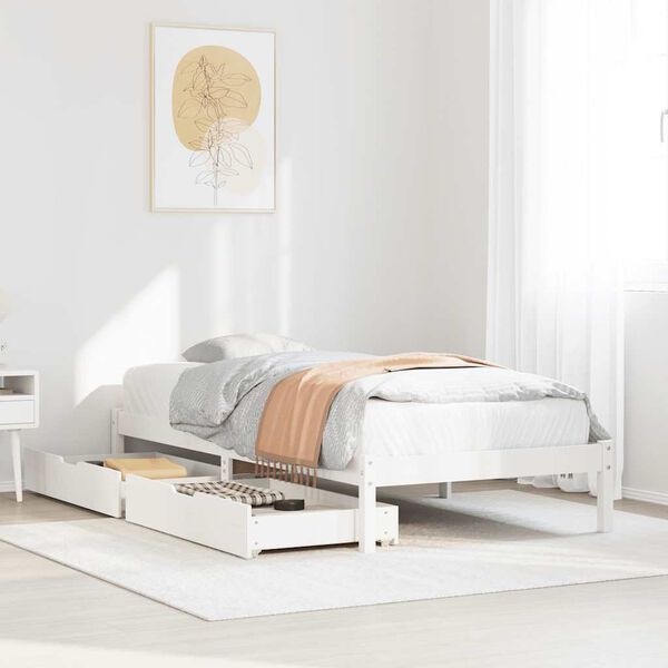 vidaXL Cama sem colchão 75x190 cm madeira de pinho maciça branco