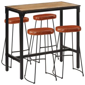 vidaXL 5 pcs conj. de bar madeira de mangueira &aacute;spera maci&ccedil;a e metal