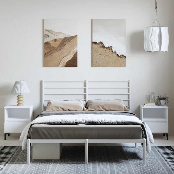 vidaXL Estrutura de cama com cabeceira 135x190 cm metal branco
