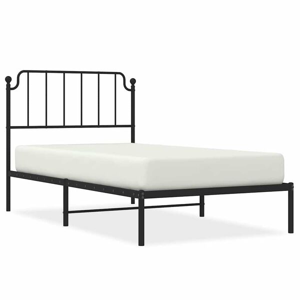 vidaXL Estrutura de cama com cabeceira 100x200 cm metal preto