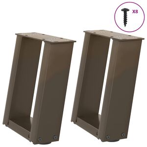 vidaXL P&eacute;s para mesa de centro em formato de U, 2 pe&ccedil;as, a&ccedil;o natural, 30x(30-31) cm, a&ccedil;o