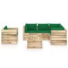vidaXL 8 pcs conj. lounge jardim c/ almofad&otilde;es madeira impreg. verde