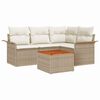 vidaXL Conjunto de Sof&aacute; de Jardim com almofada 5 pcs Bege vime PE