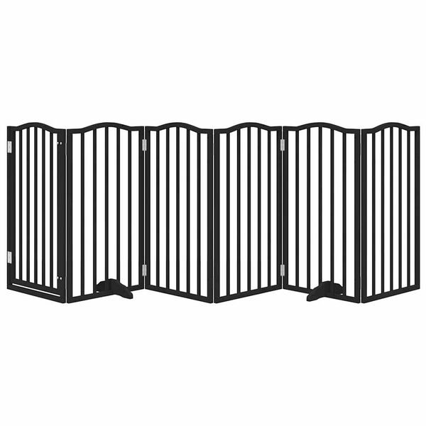 vidaXL Port&atilde;o p/ c&atilde;es com porta dobr&aacute;vel 6 pain&eacute;is 300 cm &aacute;lamo preto