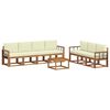 vidaXL Conjunto de Sof&aacute;s para Exterior 8 pcs Natural e Creme