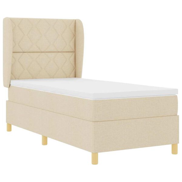 vidaXL Cama Box Springs com Colch&atilde;o Cinza Escuro 90x190 cm Creme
