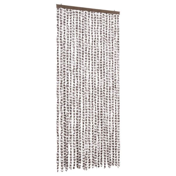 vidaXL Cortina anti-insetos 90x220 cm chenille cinza-acast. e branco