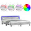 vidaXL Estrutura cama cabeceira e luzes LED 160x200cm cinzento cimento