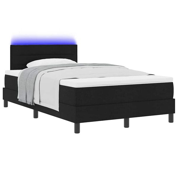 vidaXL Cama Box com colch&atilde;o com led Preto 120 x 190 cm tecido