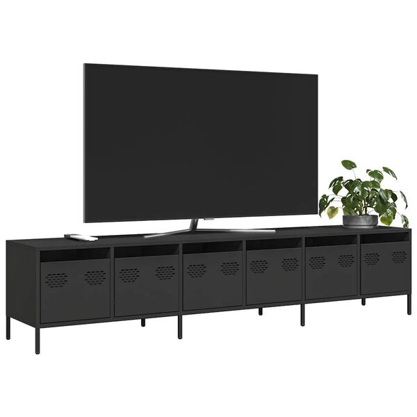 vidaXL Móvel de TV 202x39x43,5 cm aço laminado a frio preto