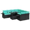 vidaXL 9 pcs conj. sof&aacute;s jardim c/ almofad&otilde;es vime PE/ac&aacute;cia preto