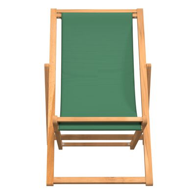 vidaXL Cadeira de praia dobrável madeira de teca maciça verde