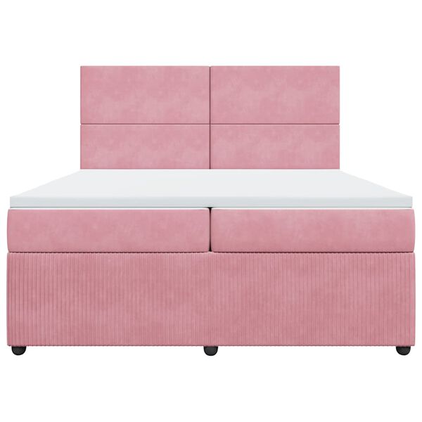 vidaXL Cama com molas/colch&atilde;o 200x200 cm veludo rosa