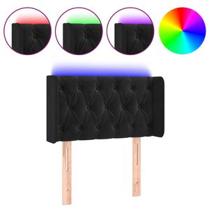 vidaXL Cabeceira de cama c/ luzes LED veludo 83x16x78/88 cm preto