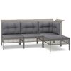 vidaXL 4 pcs conjunto lounge de jardim c/ almofad&otilde;es vime PE cinzento