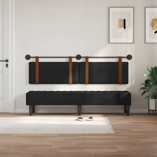 vidaXL Cabeceira Suspensa Liso Preto 170 x 55 x 5 cm PU Antigo