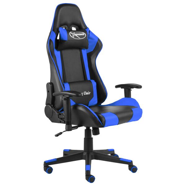 vidaXL Cadeira de gaming girat&oacute;ria PVC azul