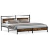 vidaXL Estrutura de cama sem colch&atilde;o 193x201cm metal carvalho fumado