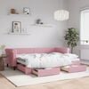 vidaXL Sofá-cama com gavetão e gavetas 80x200 cm veludo rosa
