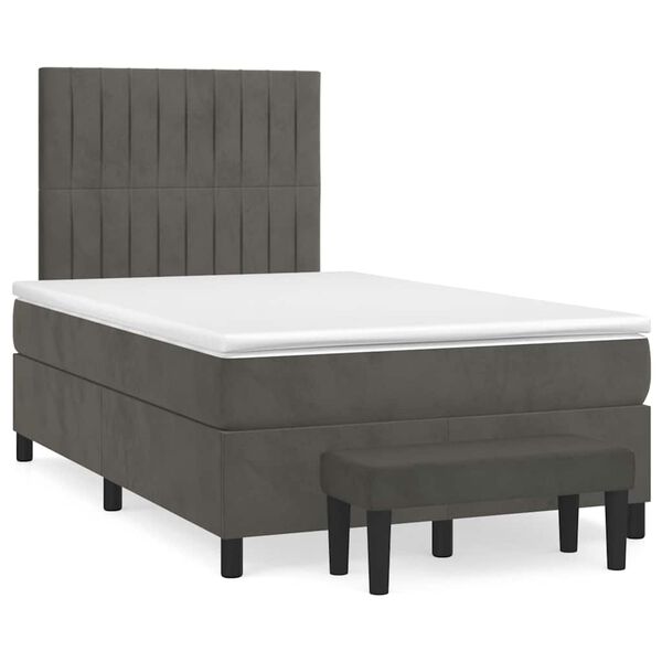 vidaXL Cama boxspring com colch&atilde;o 120x190 cm veludo cinzento-escuro
