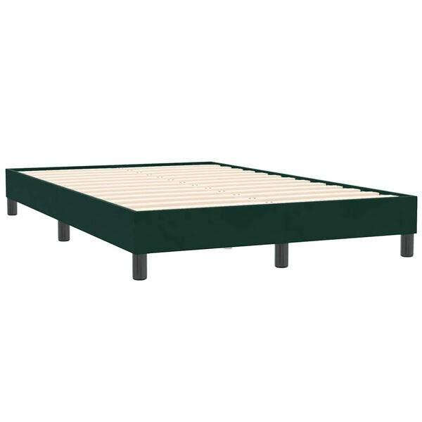 vidaXL Box Cama de primavera sem Colch&atilde;o Verde Escuro 120x210cm Veludo