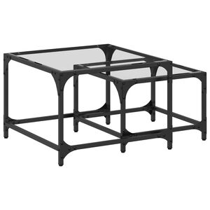 vidaXL Mesas de centro encastrar 2 pcs c/ tampo vidro transparente a&ccedil;o